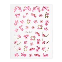 Blomster klistermærker med guld, CM-047, GNB